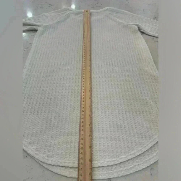CHASER (ANTHROPOLOGIE brand) boho cream waffle Knit LS Shirt button-up cuff cozy - Picture 8 of 10